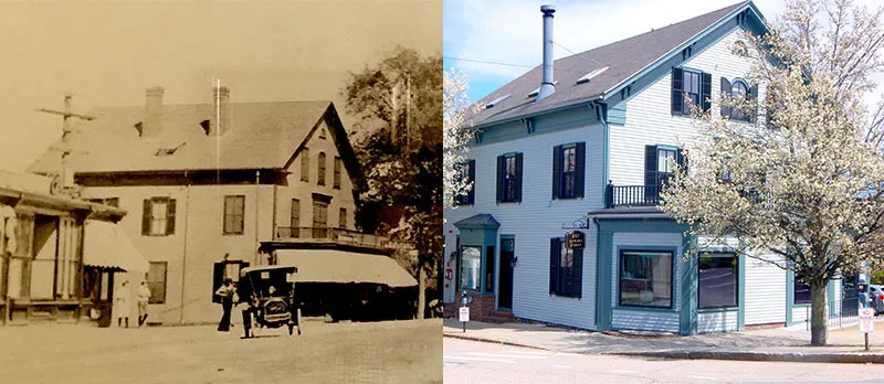 Historic picture of Cherrytree Group's office in Auburndale alongside current picture. 